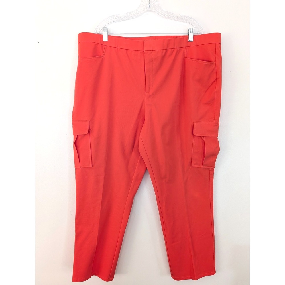 Isaac‎ Mizrahi Live Plus 24W Stretch Ankle Cargo Pants Orange Pull On